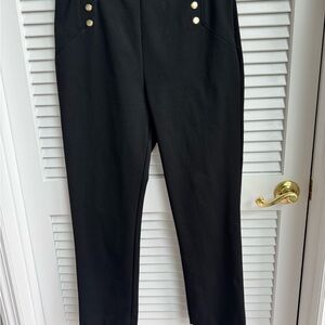 Black  Pants with Gold Buttons and side zip